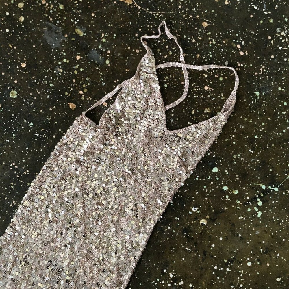 Retrofete Marie Dress Rose Gold Sequins Party - Picture 7 of 10